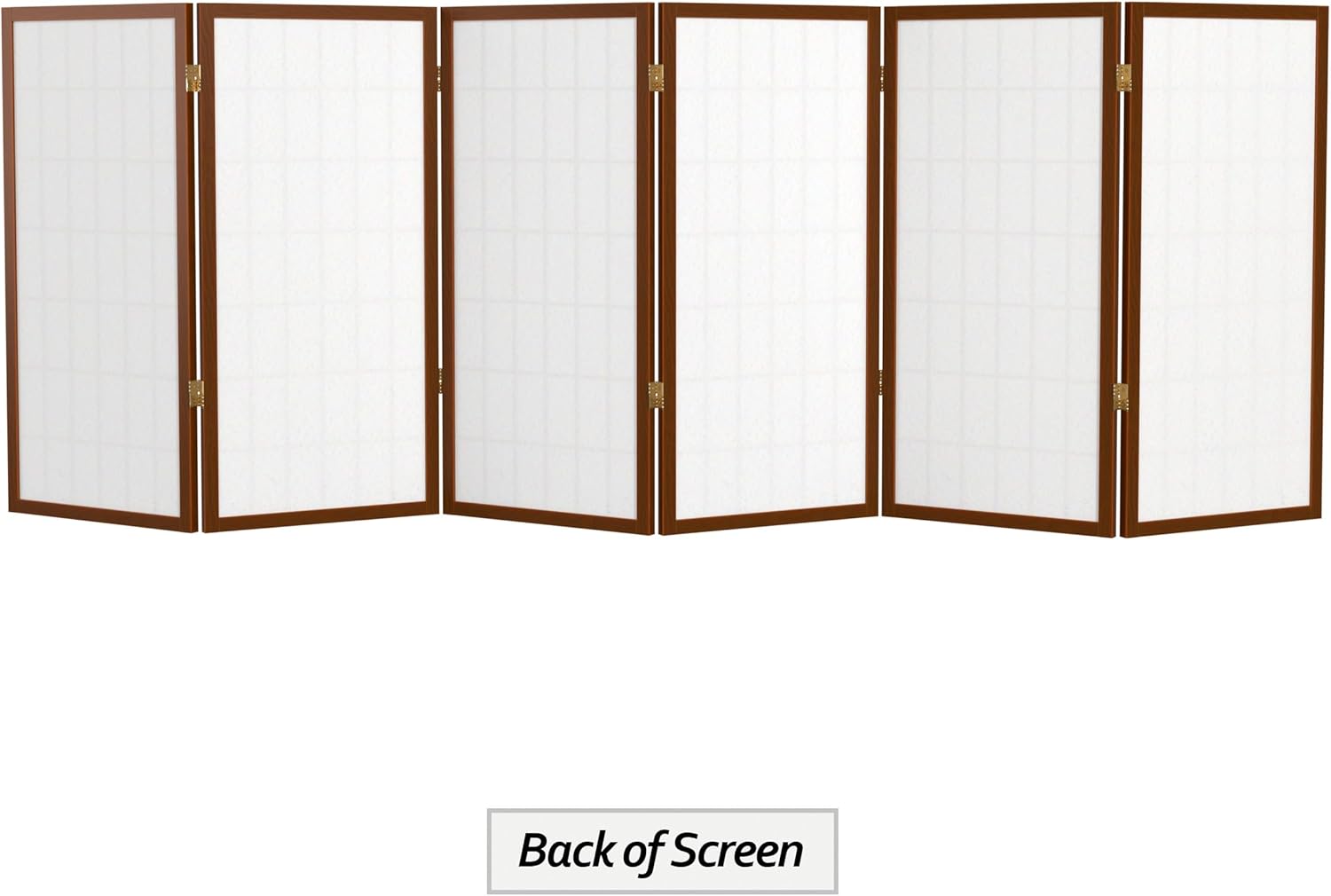 3 ft. Short Window Pane Shoji Screen - Walnut - 6 Panels