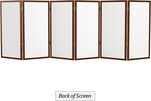 Miniatura 7 de Biombo portátil simple de 3 pies Biombo Shoji para dividir una cuarto, clásico diseño japonés, 4 tamaños y 6 colores, Madera, Walnut