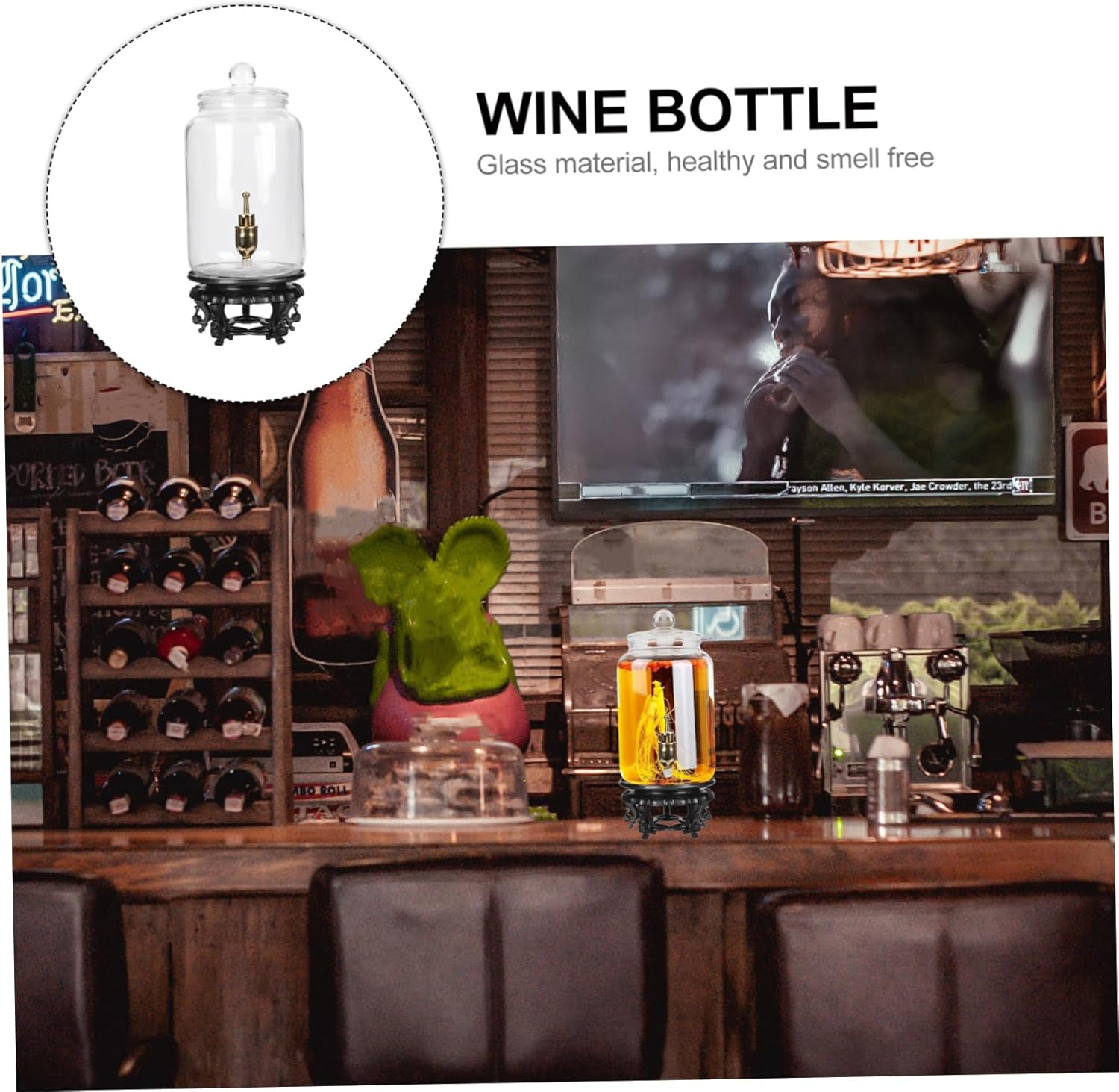 Mikinona Wine Making Supplies Capacity Glass Wine Bottle Wide Mouth Mason Jar Pitcher Beverage Jar Drinking Holder