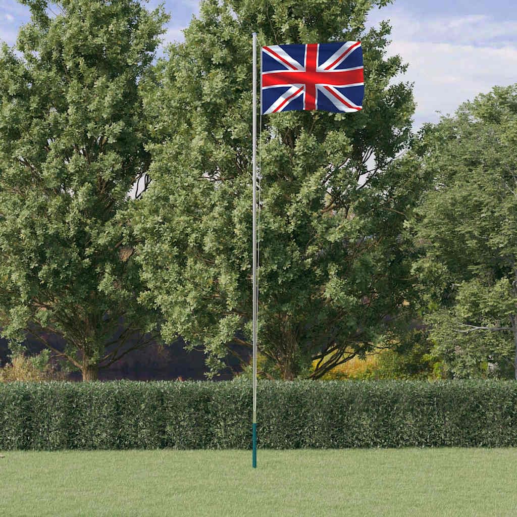 Genérico Mástil y Bandera de Reino Unido Aluminio 6,08 m, Banderas y Mangas de Viento,3147110