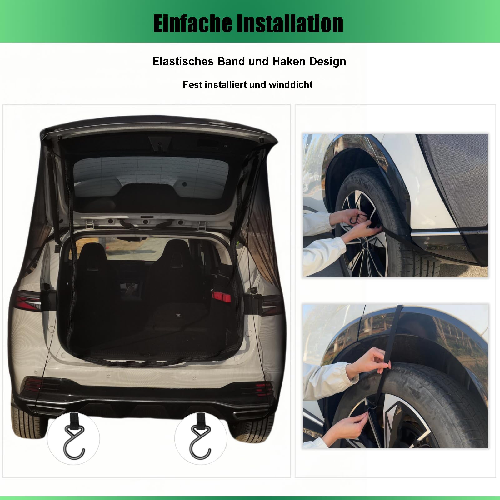 Auto Heckklappen Sonnenschutznetz Passend für VW T5 T6, Heckzelt Auto Universal Camping Moskitonetz für SUV, Geeignet für Angeln, Musikfestivals und Camping im Freien