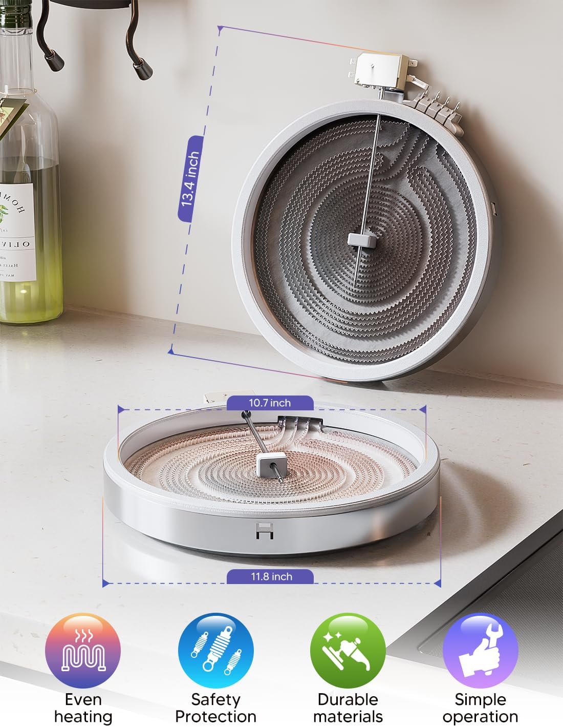 WB30T10126 12" Triple Haliant Surface Element Fits GE Electric Range CP650 JB705 JB710 JB745/JB755 JB840/JB850/JB870 JP5036/JEP5036 PB905/PB920 Series Radiant Heating Element