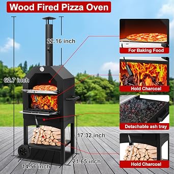 Outdoor Wood-Fired Pizza Oven Patio Pizza Maker for Backyard