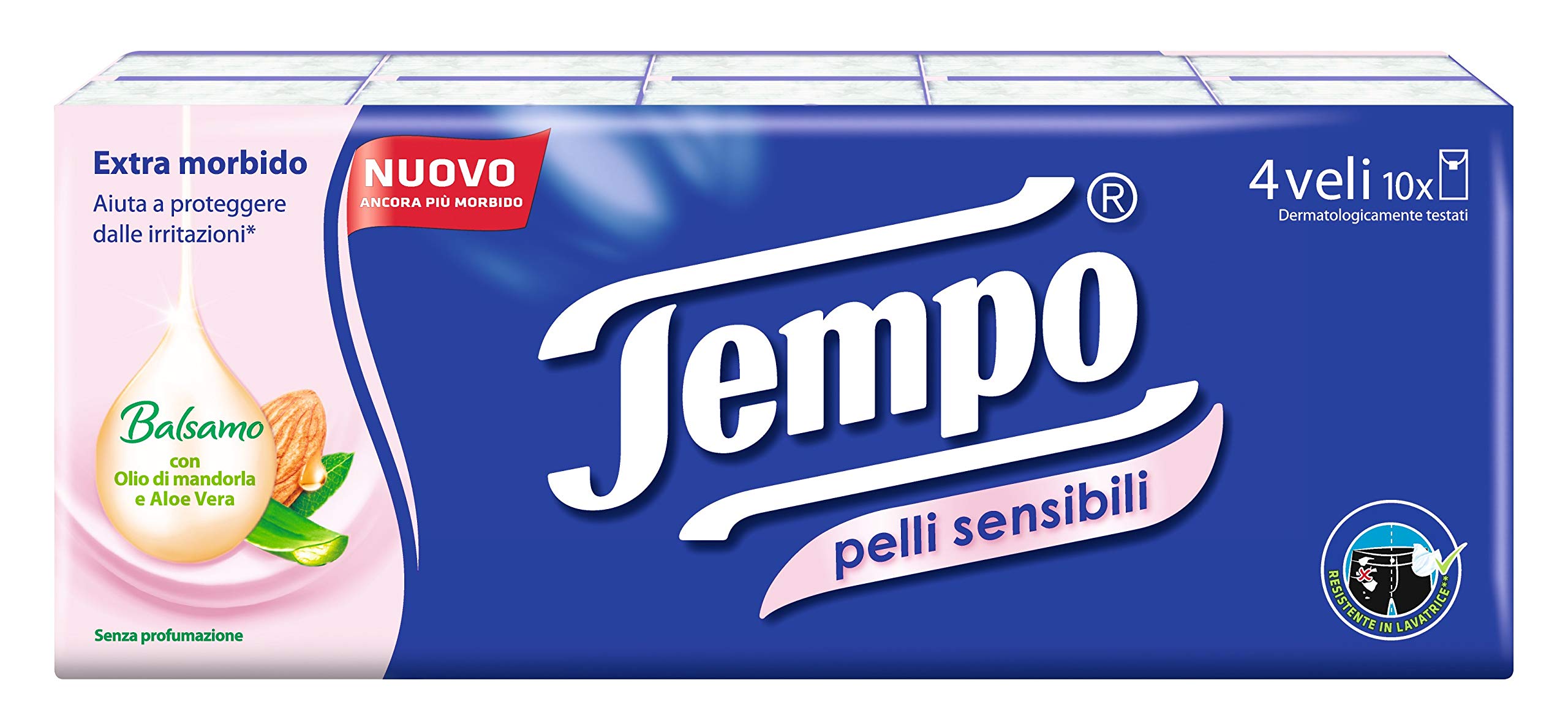 Mouchoirs Tempo 4 plis avec Aloe Vera - 10 paquets de 9 mouchoirs