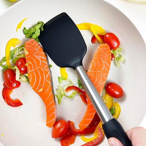 Miniatura 6 de Juego de 4 espátulas de silicona, espátula ranurada, espátulas de silicona resistentes al calor, espátulas de goma Wok para utensilios de cocina