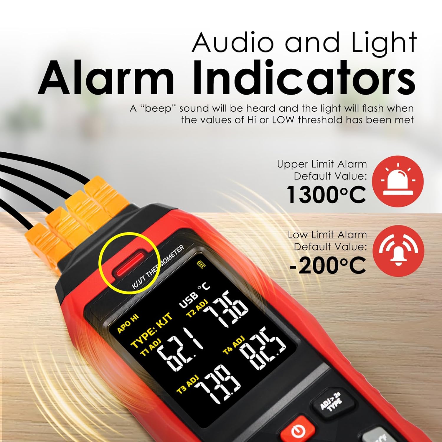 Thermocouple Thermometer Data Logger with 8 Type K Probes, 4-Channel K/J/T Type Digital Thermometer HVAC Temperature Meter w/ 5000Groups Records & Export, -328~2501℉ Range, Alarm and ADJ Compensation