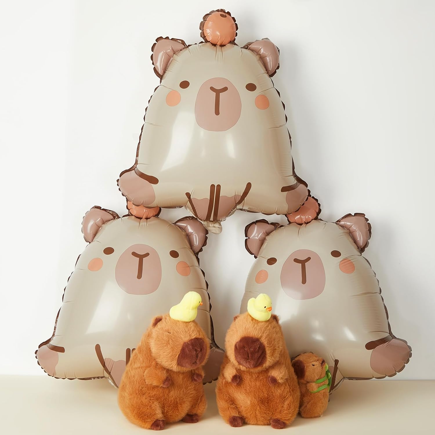 24inch Capybara Birthday Party Decorations Capybara Banner Aluminum Foil Inflatable Balloon for Party Wedding Baby Shower Supplies Decorations(12 Pcs,Orange on head)