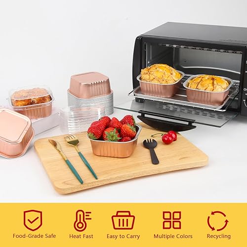 Miniatura 2 de LNYZQUS Paquete de 40 mini latas para pasteles de 10 onzas con tapas, moldes pequeños de papel de aluminio para hornear desechables grandes de