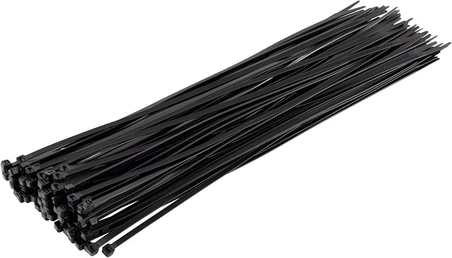 Gocableties Heavy Duty Long Black Cable Ties, 370mm x 7.6mm, Pack of 100, Premium Nylon Zip Ties, Plastic Tie Wraps, Secure Self-Locking Mechanism, for Home, Garden, Office and DIY