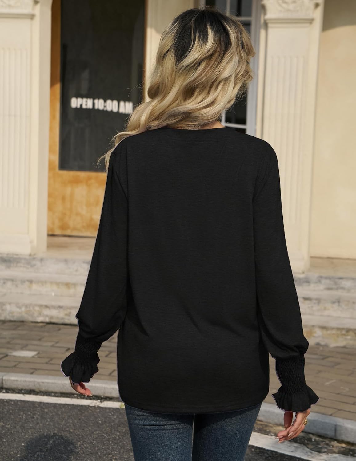 Long Sleeve Shirts for Women Business Casual Outfits Dressy Tops Fall Fashion Henley Blouses Work Outfits Clothes - Image 4