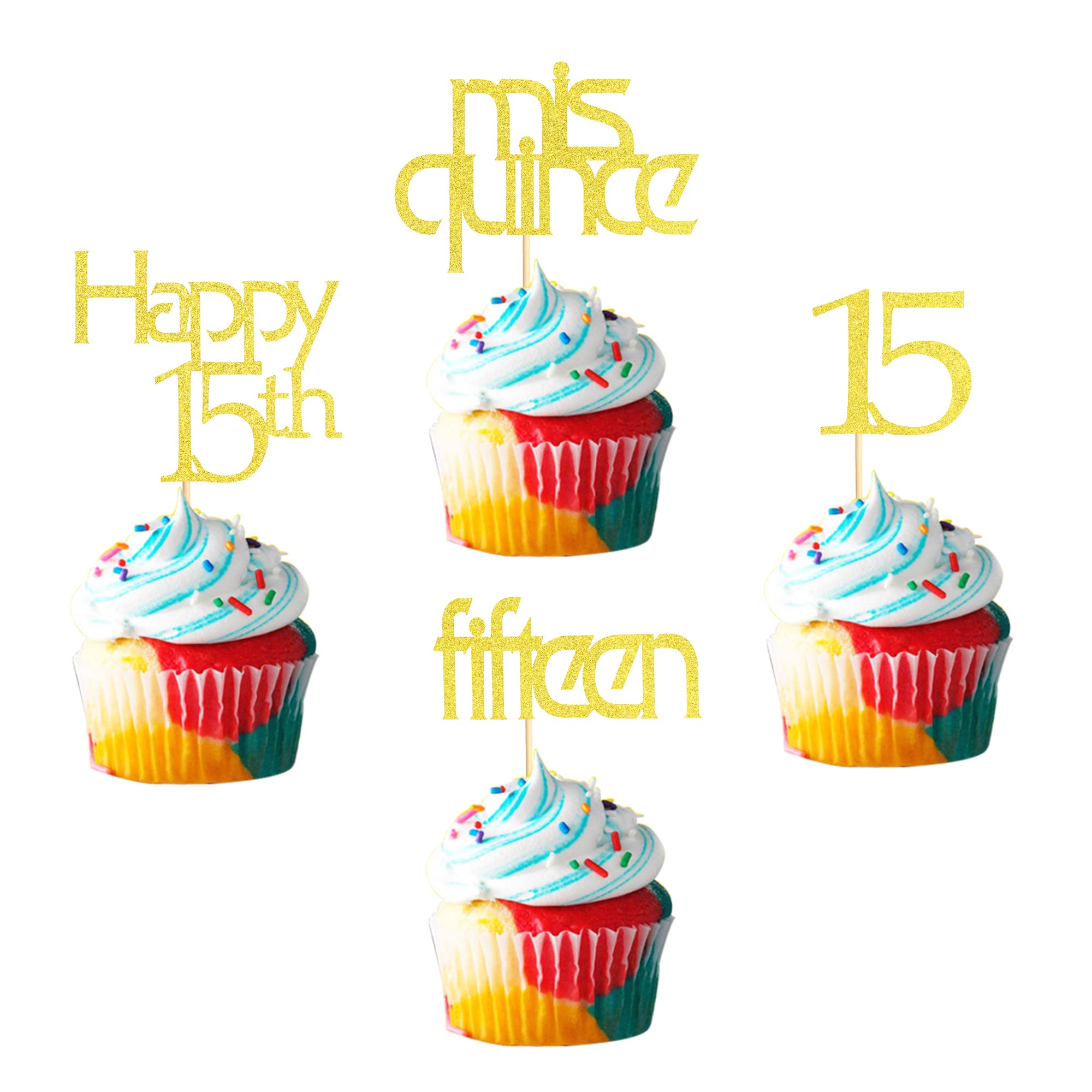 Buy Arthsdite 24pcs 15th Birthday Cupcake Toppers Spanish Mis Quince
