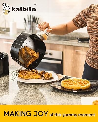 Miniatura 8 de Katbite 200 piezas de papel pergamino para freidora de aire de 7.5 pulgadas, forros cuadrados antiadherentes resistentes para freidora de aire,