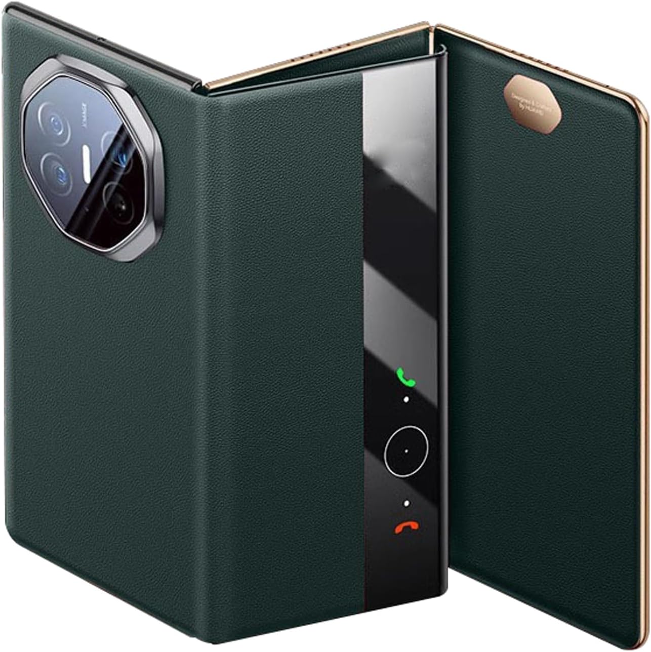 Case for Huawei Mate XT, Genuine Leather Cover Clear View Flip Bookstyle Luxury Protecter Shell Full Body Shockproof Case,Green,Mate XT