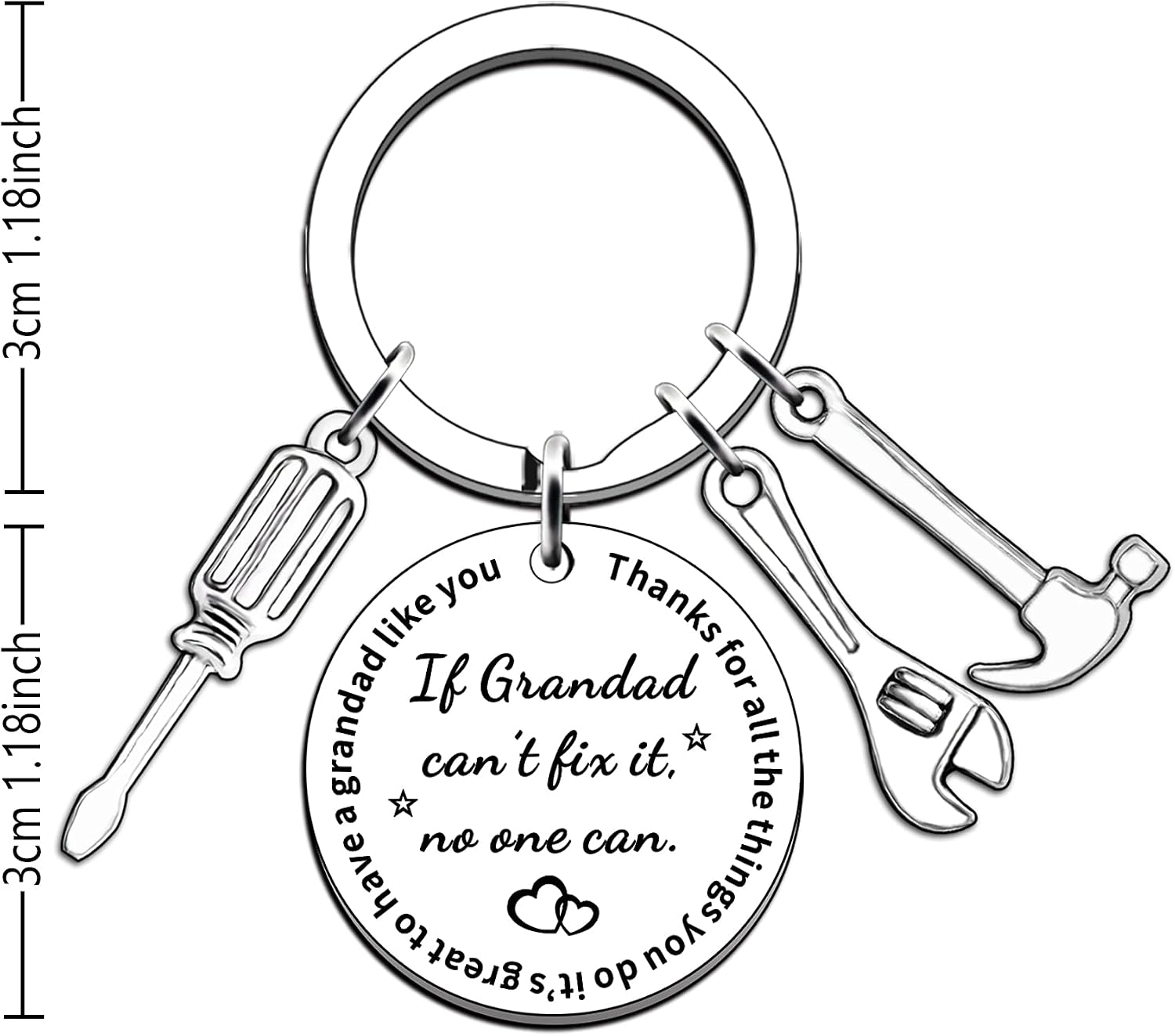 JMIMO Grandad Gifts Keyring Grandad Father's Day Birthday Gifts For Grandfather Grandpa, Silver - Image 3