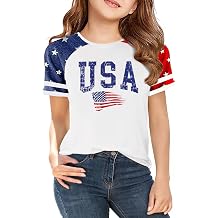 OJLPHH Boys Girls USA Shirts 4th of July American Flag Patriotic Graphic Tees Independence Day Outfit for Kids 5-13y