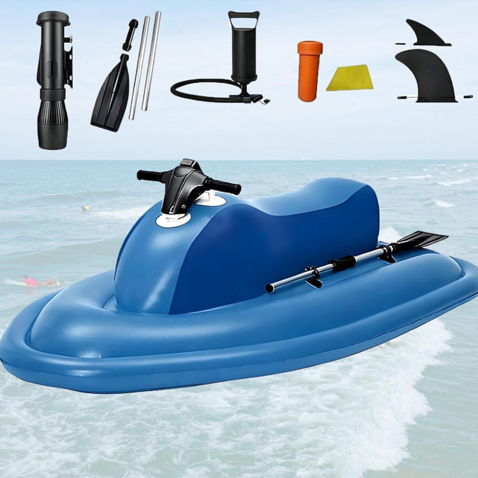 Oiyekntd Electric Inflatable Boat Rechargeable Battery, Portable Jet Ski & SUP Motor for Adults & Kids, Diving, Swimming, Kayaking, 130 Min Runtime, 10-Speed Remote Control 700W16A