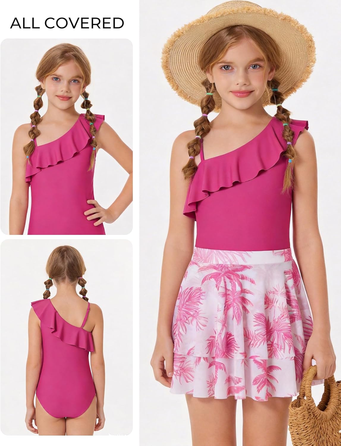 GRACE KARIN Girls Swimsuit with Skirt One Piece Bathing Suit Swimwear 6-14Y - Image 2