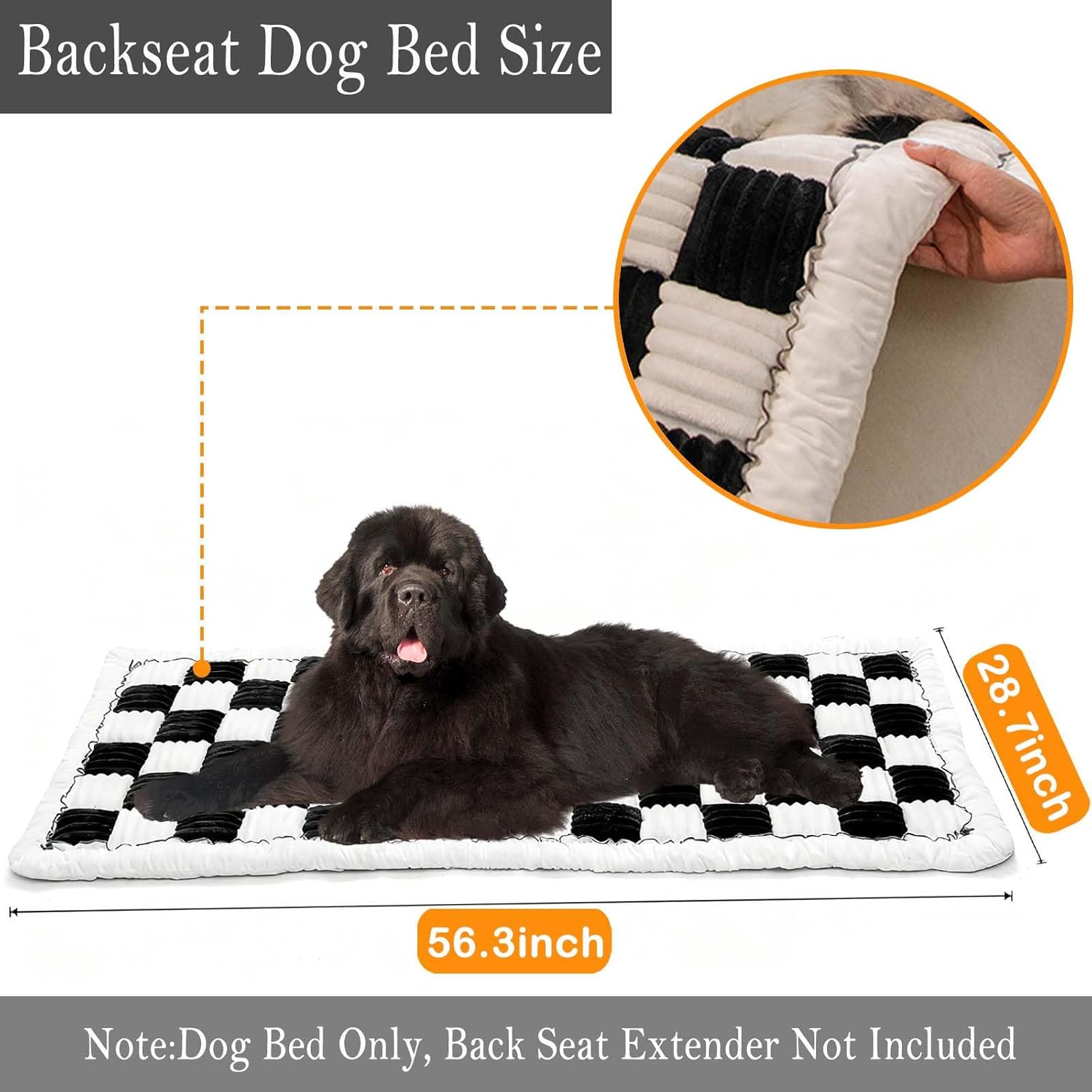 Pet Couch Covers for Sofa Protector for Dogs Washable Backseat Pet Bed Mat Dog Bed Non-Slip Travel Pet Mat Fit (Black+White, for Truck/Large SUVs（56.3"x28.7")