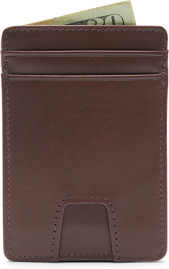Leatherology Premium Mahogany Men's Slim Utility Card Wallet with Thumb Tab - Mahogany