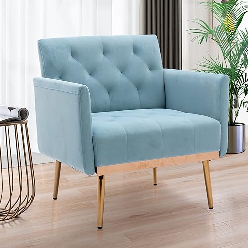 LETESA Silla decorativa con diseño de copetudo con patas de oro rosa con brazo tapizado para discoteca ocio moderna silla de lectura para sala de