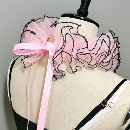 Miniatura 4 de Aislor Vintage Organza Ruffle Fake Collar Elizabelthan Cuello Ruffle Collar Ensambles Clown Neck Collars