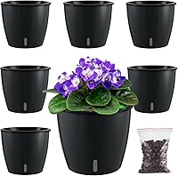 Vista 21 de Planterhoma Macetas de riego automático de 5 pulgadas para plantas de interior, 6 paquetes de macetas de violeta africana con indicador, maceta