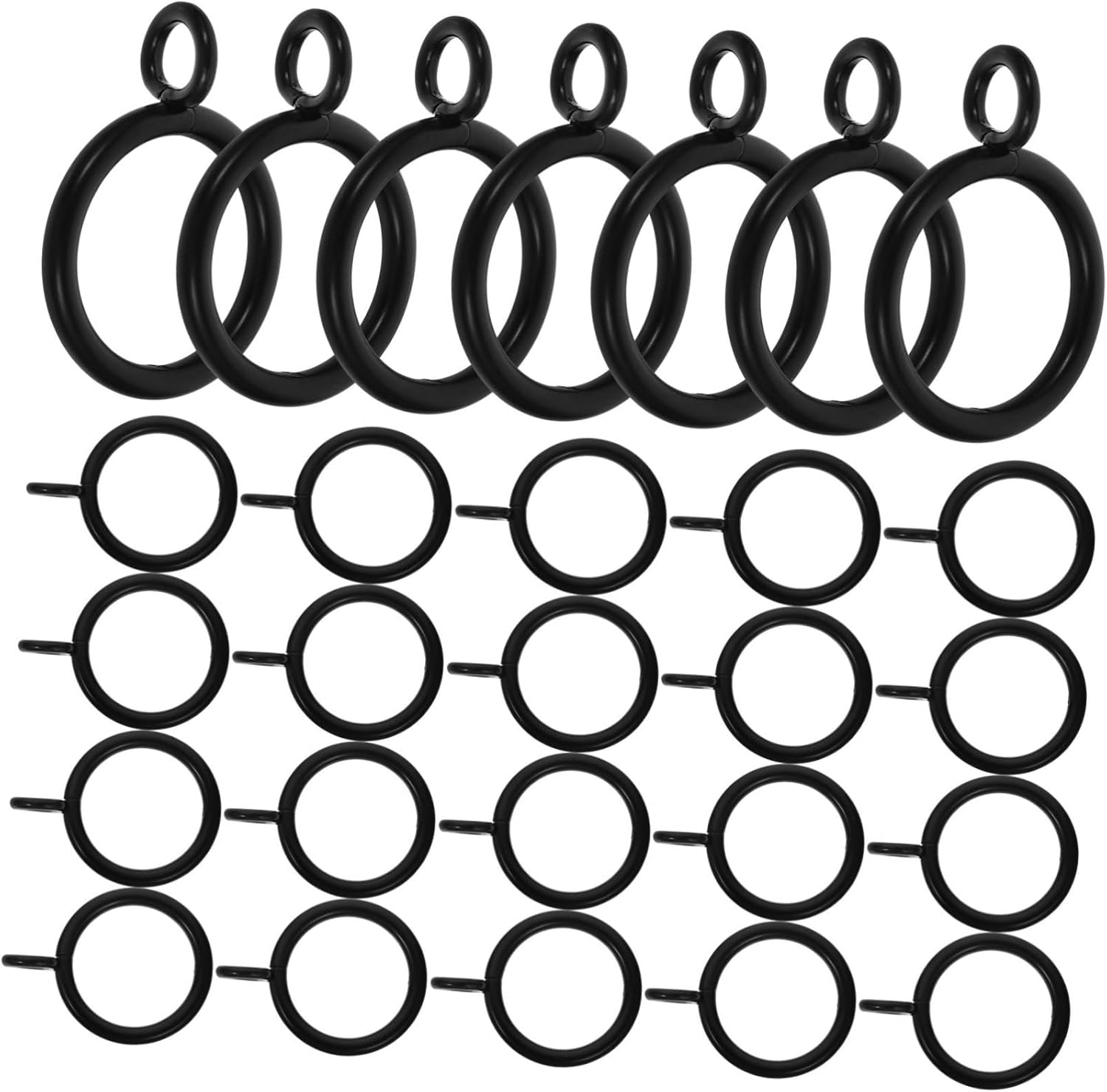 40pcs Black Iron Drapery Rings for Curtain Rods, Easy Install