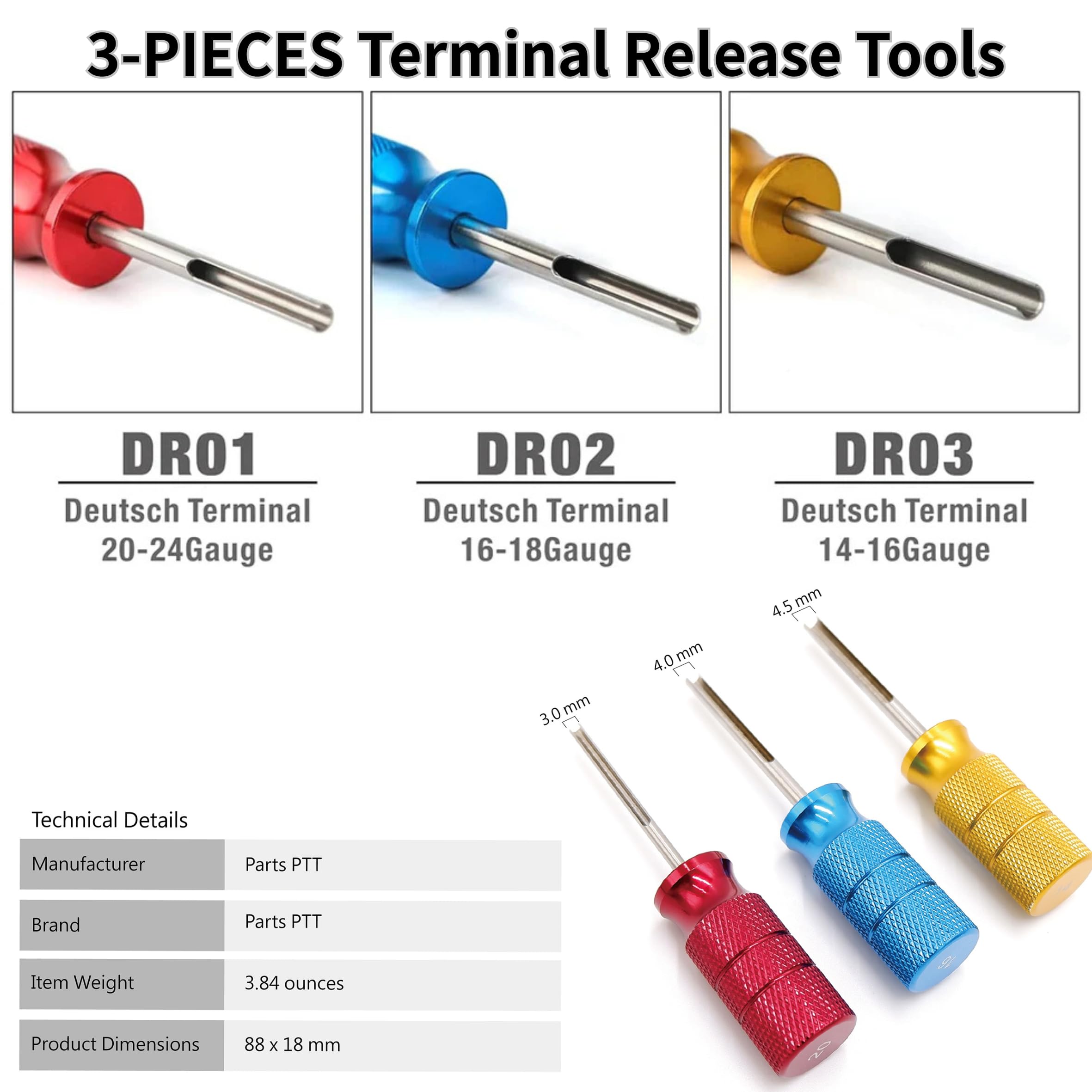 3 szt. 14/16/20 AWG Deutsch Pin Terminal narzędzie do usuwania zacisków klucz narzędzie do okablowania samochodowego złącze wiązki przewodów gniazdo wtykowe zestaw zwalniający pojazdy