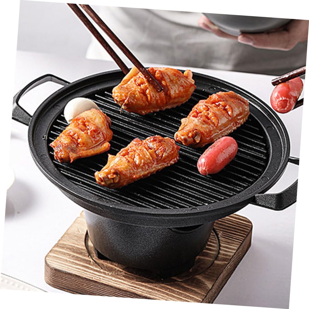 1set Tabletop Bbq Grill Stove Household Grilling Rack Small Indoor Barbecue for Steak Chicken Fish