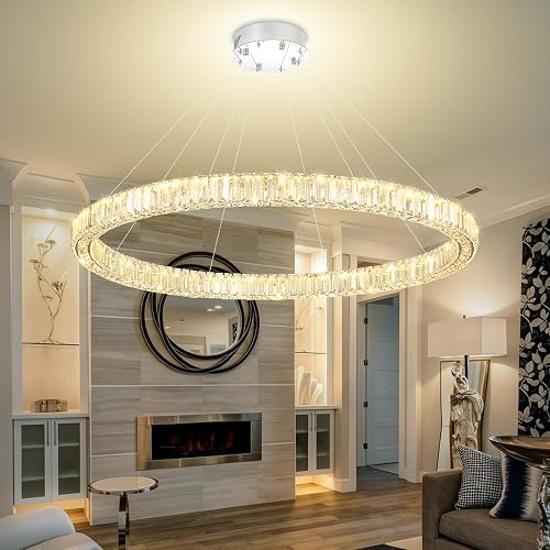 Flashing God Modern Large Ring Chandelier for Living Room LED Crystal Chandelier