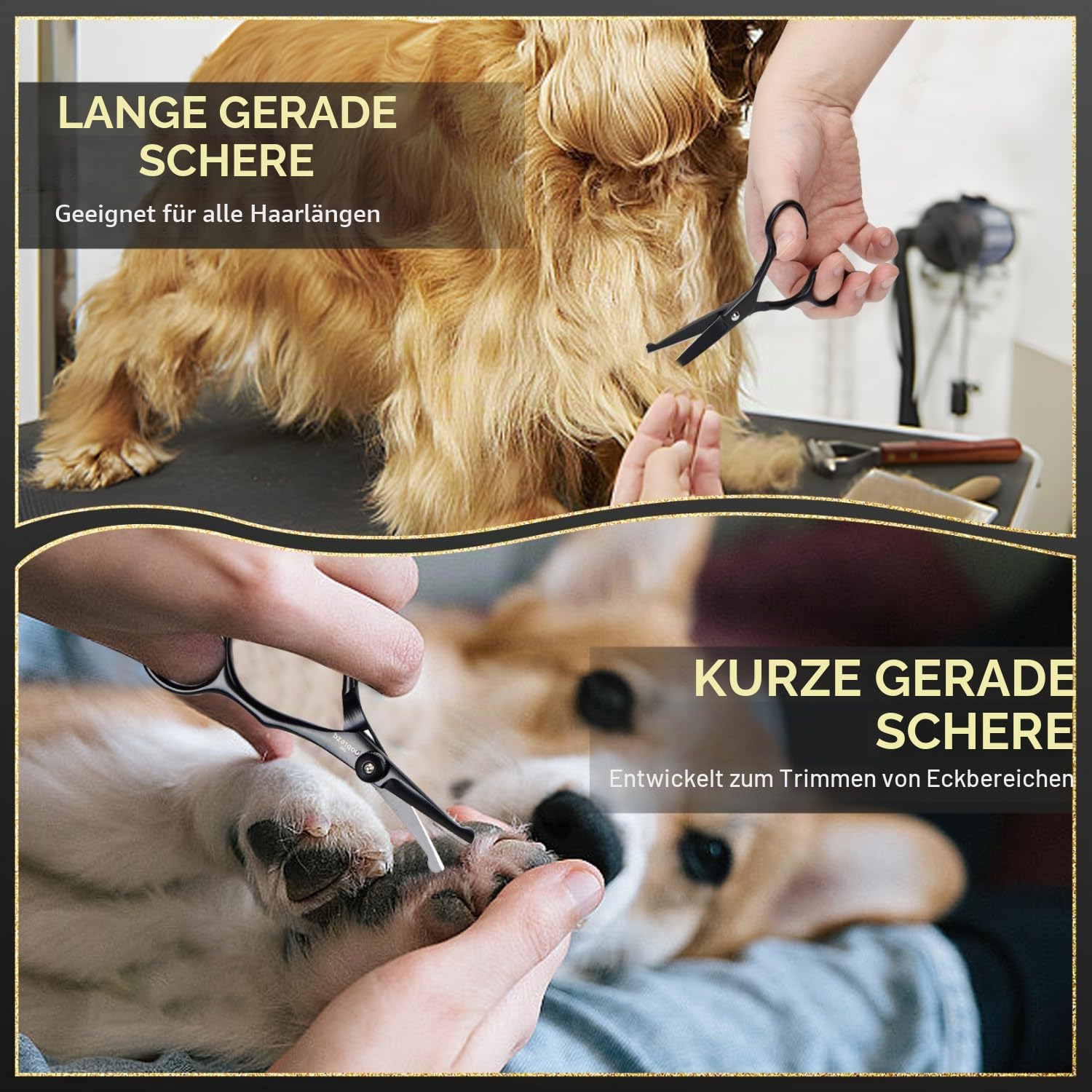 Nobleza Hundeschere Set Profi, 6 in 1 Hundehaare Schneiden, 4CR Edelstahl Hunde Schere Fellschere mit Rundspitze, Inkl Effilierschere, Gerade und Gebogene Schere, Fellpflegekamm, für Katze Haustier