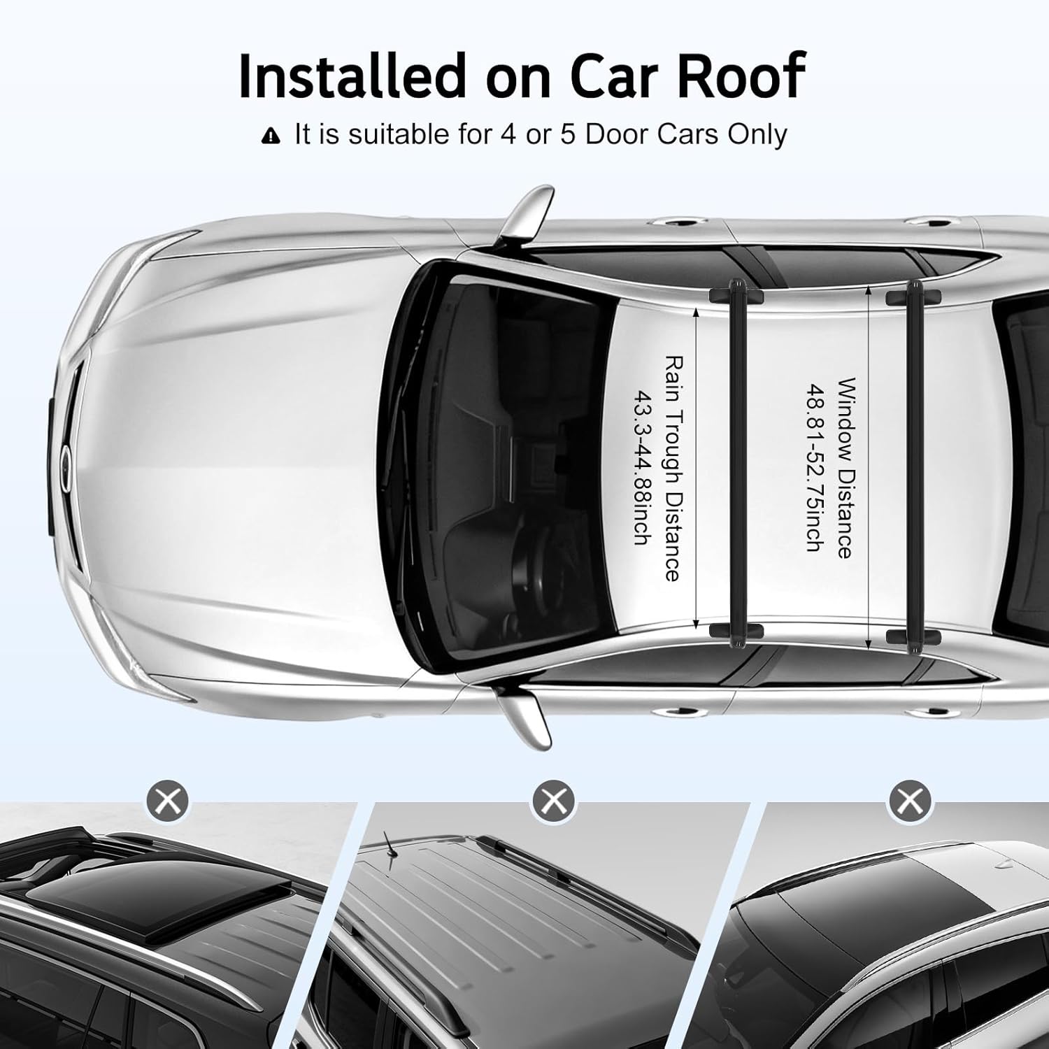 2pcs Top Roof Rack Cross Bar,43.3inch Car Top Roof Rack Cargo Carrier with Lock for Honda Civic 2006-2020 Baggage Luggage Cross Bar Carrier,165.34lbs Max Load Capacity (Black)