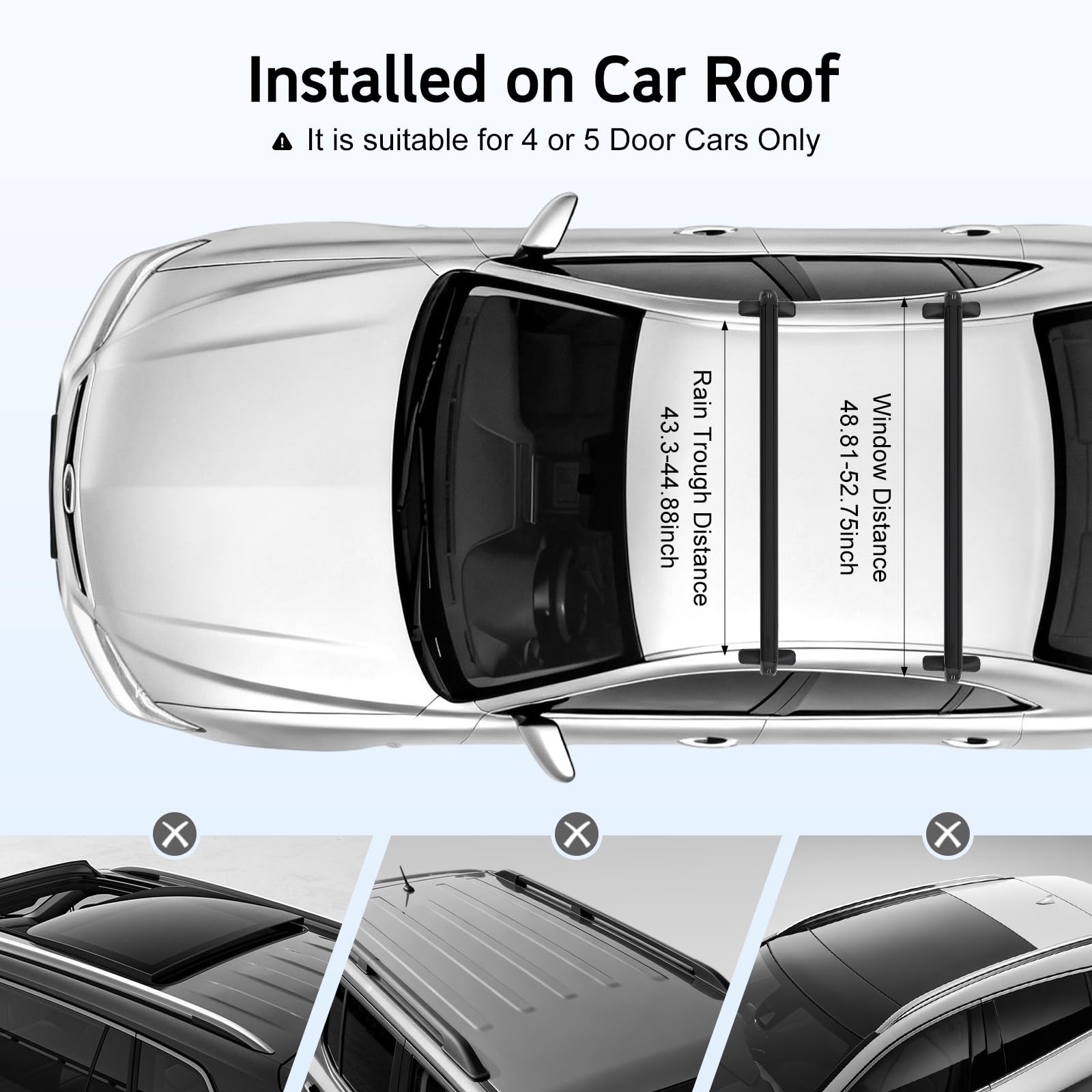 2PCS Top Roof Rack Cross Bar, 39.4" Adjustable Window Frame Lockable Anti-Theft Design Universal Luggage Rack Fits Honda Civic 2006-2020 Car Roof Bars for Car Roof Cross Bar Carrier, 165LBS Max Load
