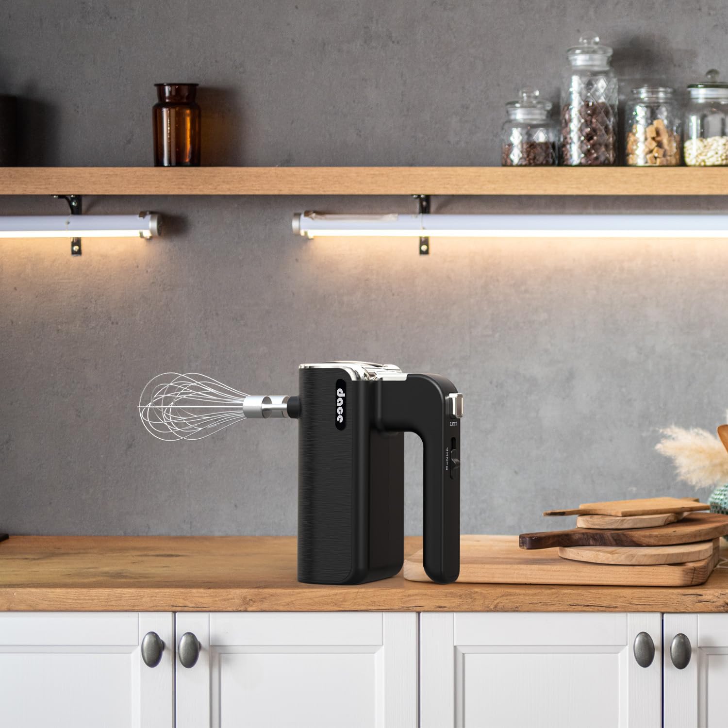 Dace Handheld Mixer with Stainless Steel Beaters, 4 Speed Powerful Motor, Detachable Battery Hand Mixer for Egg, Cake, Milk, Souffle