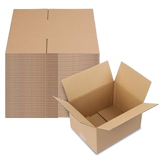 50 Pcs Corrugated Kraft Paper Box,10x8x6" Small Mailer Gift Boxes,Corrugated Cardboard Mailing Box,Recyclable Cardboard Mailing Boxes,with Lid,for Shipping Packaging Storage Craft Gifts (Brown) - Amazon product rated Grade B