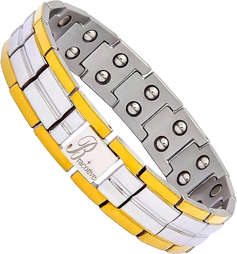Bracotive® Bio Magnetic Titanium Bracelet Blood Pressure Control Chain Men-Women Bp Monitor Maintain Energy/Blood Circulat...