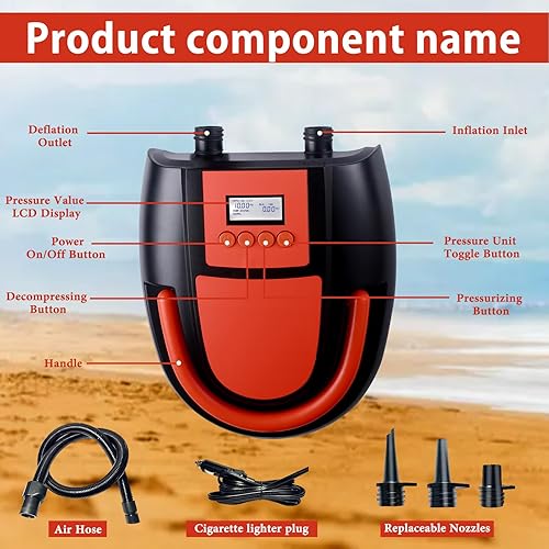 Miniatura 4 de Paddle Board Pump, SUP Electric Pump,20PSI-22PSI Portable Air Compressor with Auto-Off, Deflation Function, Inflator and Deflator for Inflatables,