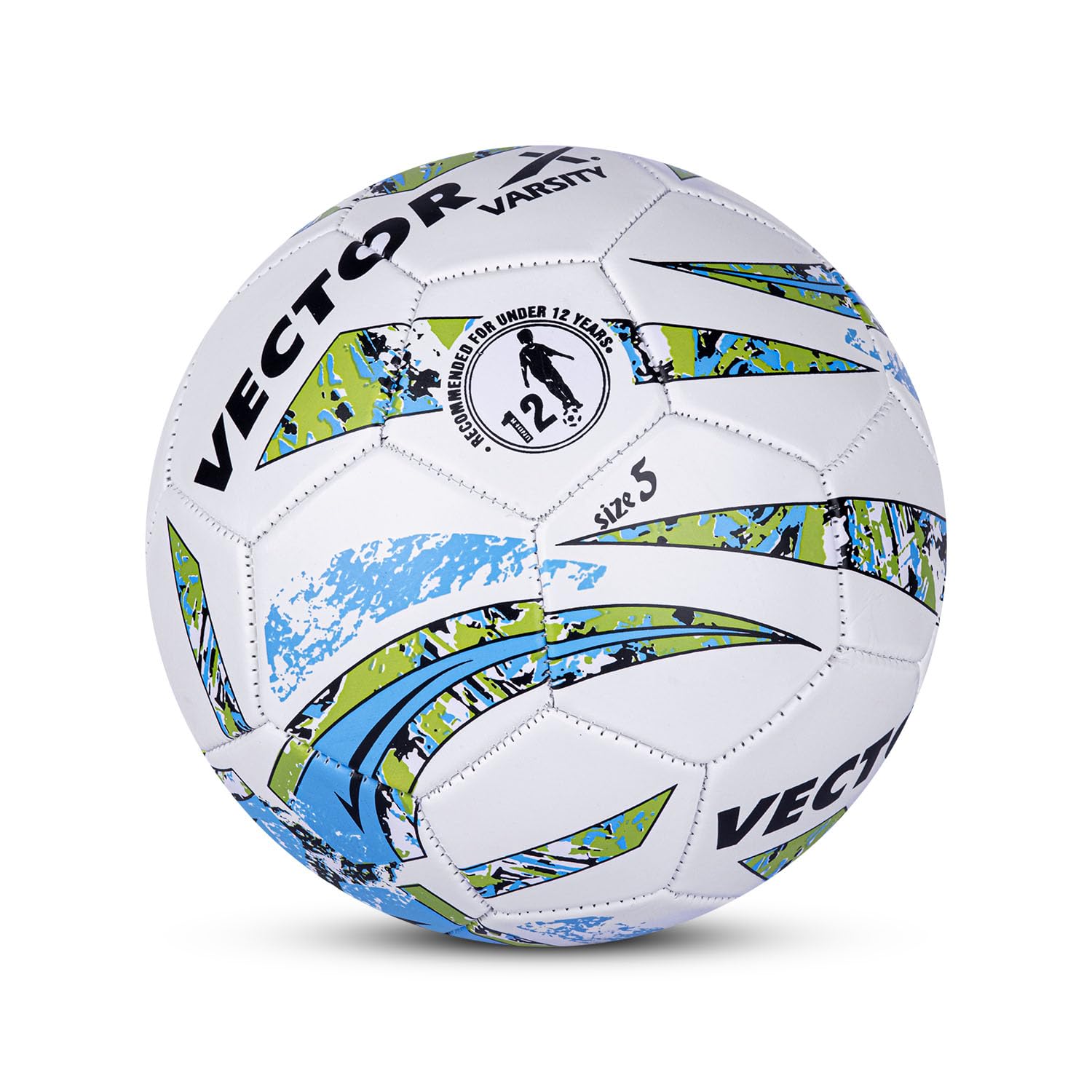 Vector X 32 Panel Varsity PVC Machine Stitched Indoor/Outdoor Football with Butyl Bladder, White-Blue, Size 5, Suitable for Match and Training for Adults 15+ Years + Free Air Needle 3