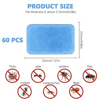 60 Pack Mosquito Repellent Tablets for Plug in, Electric Insect Killer Refill, Large Capacity for Summer Indoor Use