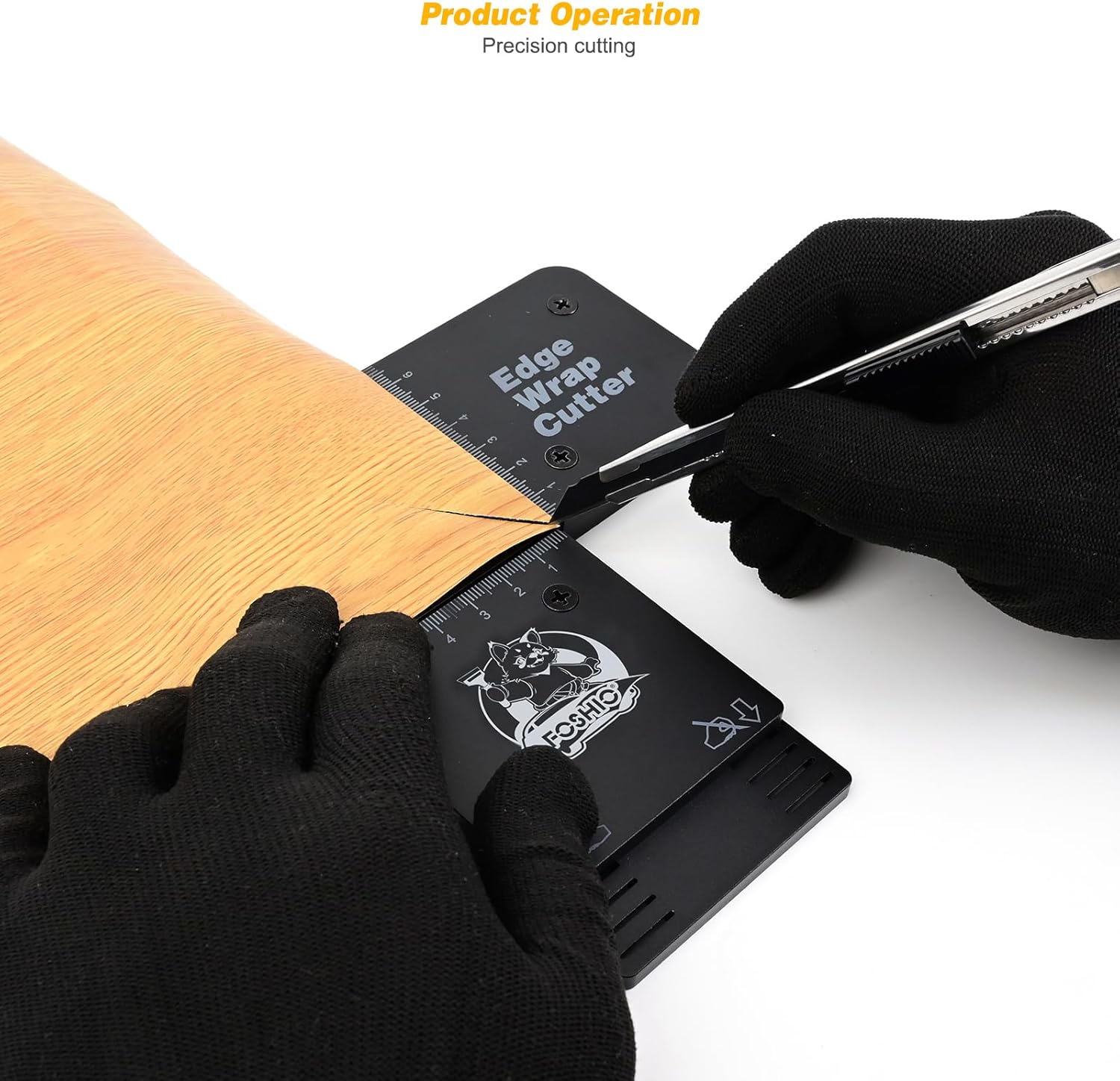 FOSHIO Aluminum Edge Wrap Cutting Template Tool, Template Ruler Drafting Tools for Furniture Wrapping, Gift Wrapping, Wallpaper, Vinyl Wrapping. Window Film Application Cutting Guide Tools