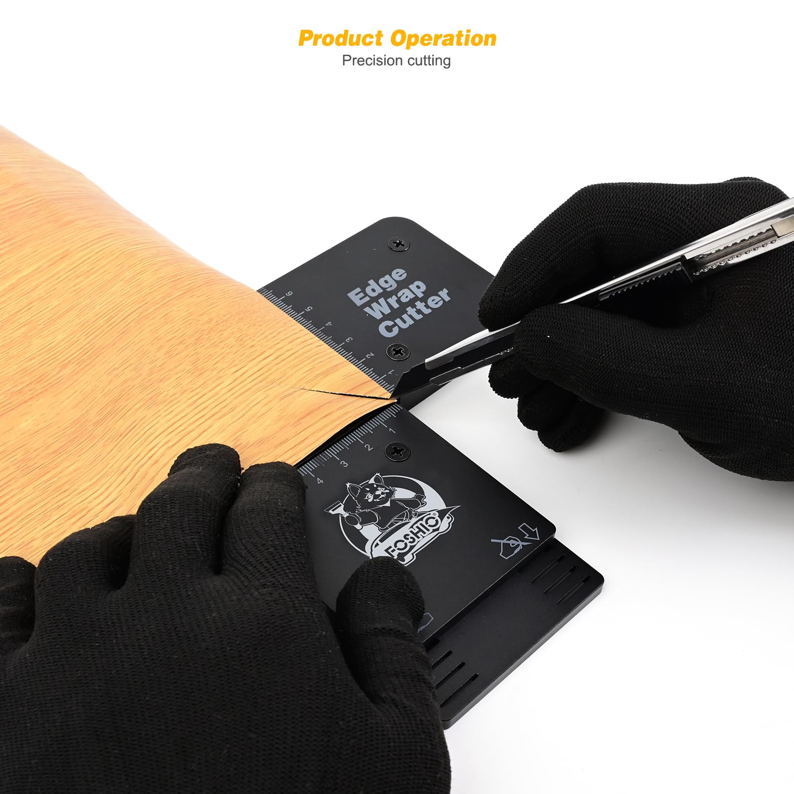 FOSHIO Aluminium Gerade Linie Cutter Schneidvorlage, Edge Wrap Cuttermess Mini-Schneidvorlage, Schablonenlineal präzise Messung verstellbare Kante Messer Feste Werkzeuge für Vinyl & Tapeten Verpackung