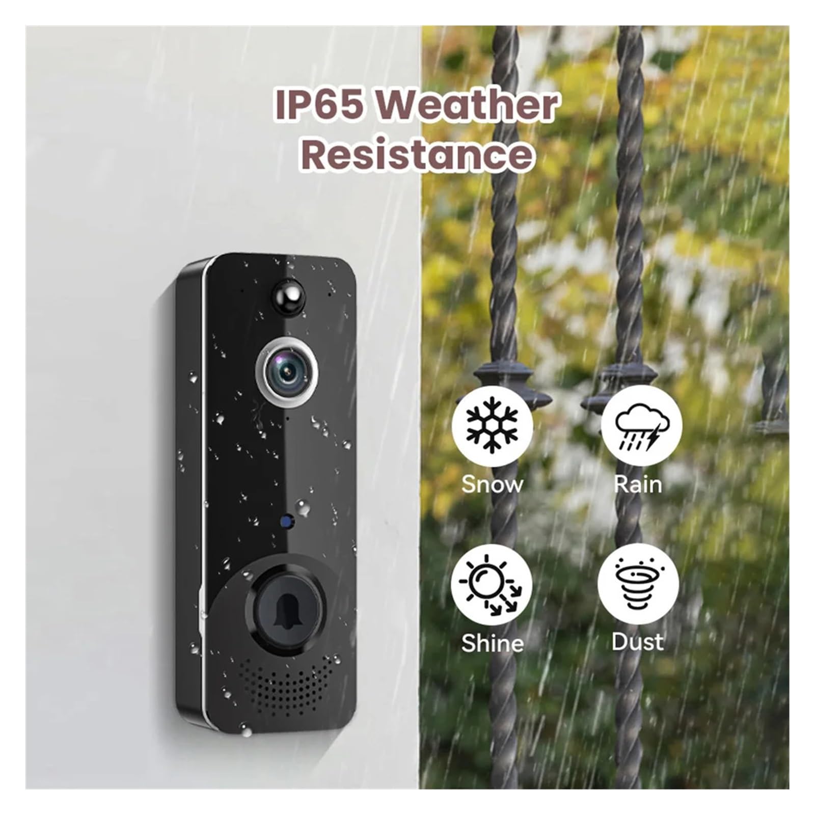 ThikK Videocitofono WiFi Campanello for videocamera CMOS wireless Supporto for campanello Audio a 2 vie Rilevamento del movimento Visione notturna a infrarossi in tempo reale