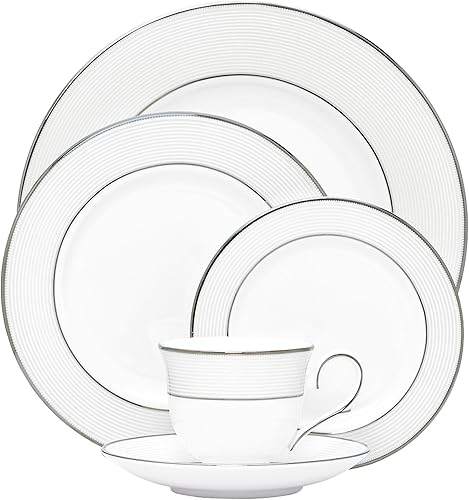 Miniatura 7 de LENOX Opal Innocence Stripe - Plato para pan, 0.40 libras, color blanco