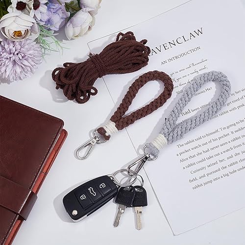 Miniatura 7 de Juego de 4 pulseras de macramé para manualidades, kit de fabricación de pulseras de llavero bohemio, cuerda de algodón, adornos de cuerda de