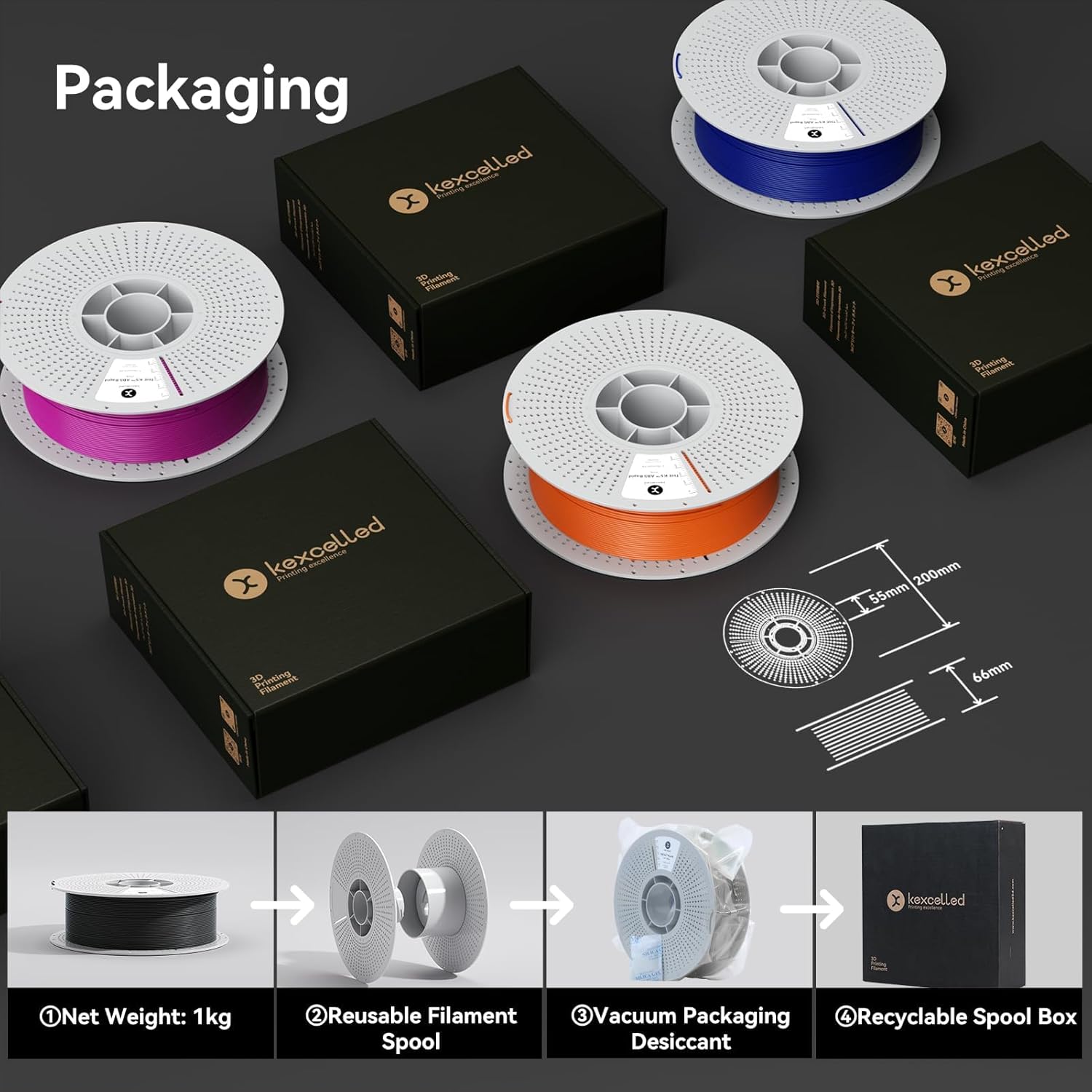 Kexcelled High Speed ABS Filament 1.75mm,500mm/s Rapid Orange ABS 3D Printer Filament for Fast Printing,Heat Resistant Highly Resistant Durable 1KG Spool (2.2 LBS)
