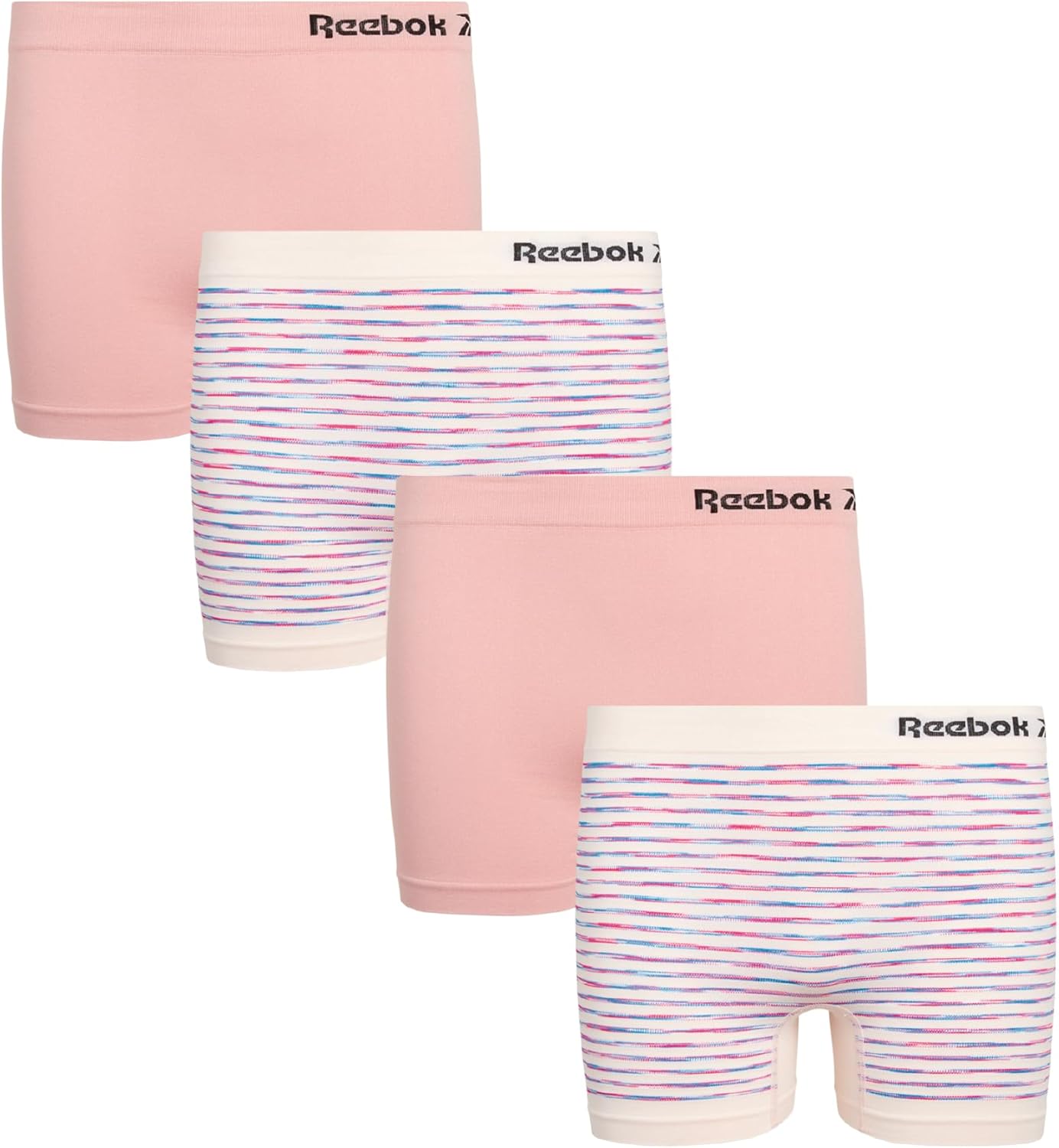 Reebok Girls Boyshorts Underwear - 4 Pack 3" Inseam Soft Performance Stretch Shorties - Tag-Free Seamless Underwear
