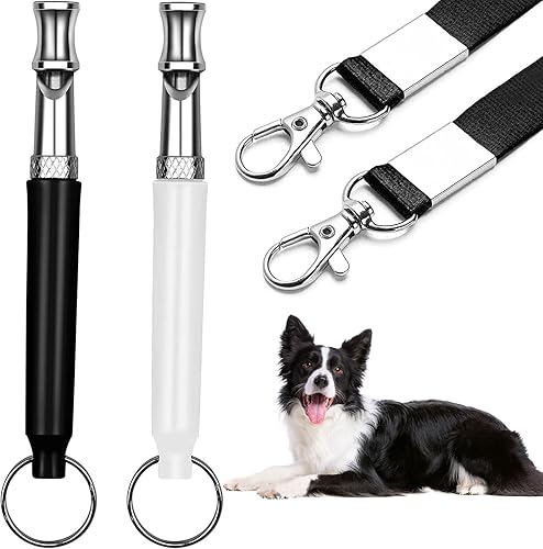 Silbato ultrasónico de acero inoxidable para evitar ladrar a los vecinos, silbato ajustable para perros con correa de cordón para hacer que los