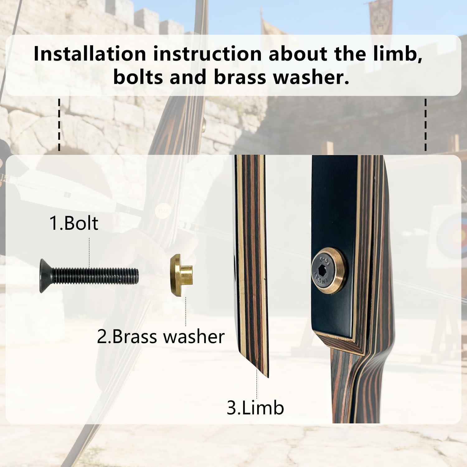 PMZ Archery Longbow, 65'' Wooden Takedown Professional Longbow for Hunting, Right Hand Traditional Bow for Adults Beginners to Advanced Outdoor Practice