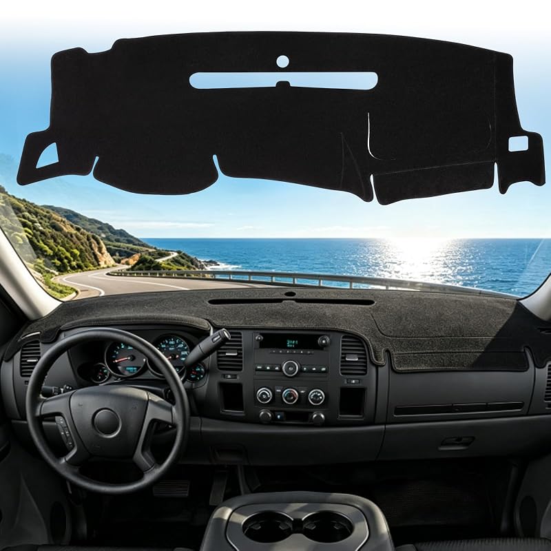Capa para Painel em Poliéster Compatível com GMC Sierra 2007–2013 SL, SLE e WT, Preta, Dash Cover-GMC 07-13