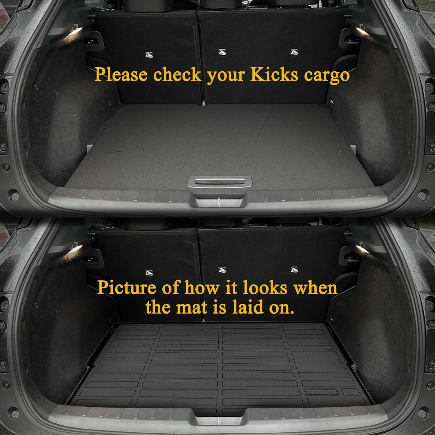 Jenofa-Floor Mats for 2026 2025 Nissan Kicks SR SV (Only fit Upper Cargo Deck) Car Mats Cargo Mat Fit Kicks All Weather Protection Non-Slip Waterproof Durable Floor Liner Accessories Full Set